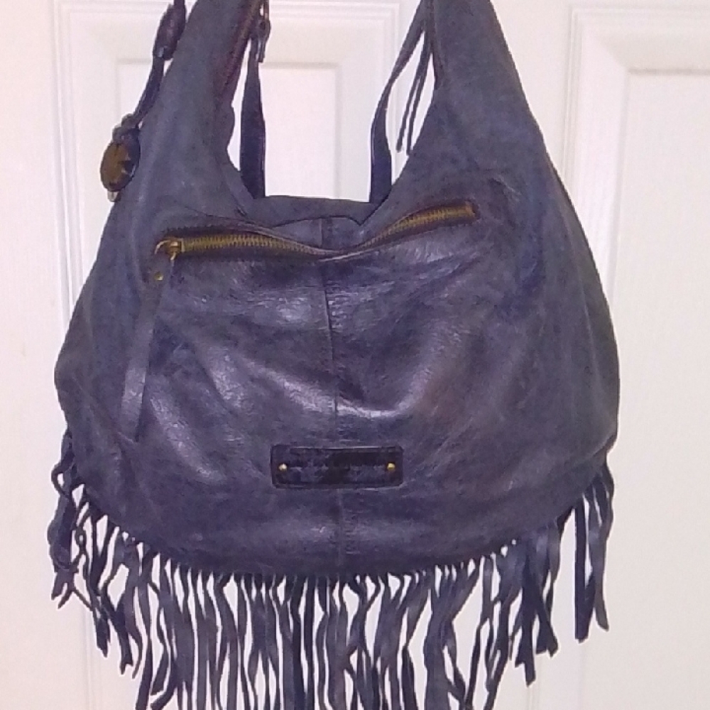 Lucky Brand Black Hobo Bag with Fringe - Picture 4 of 14